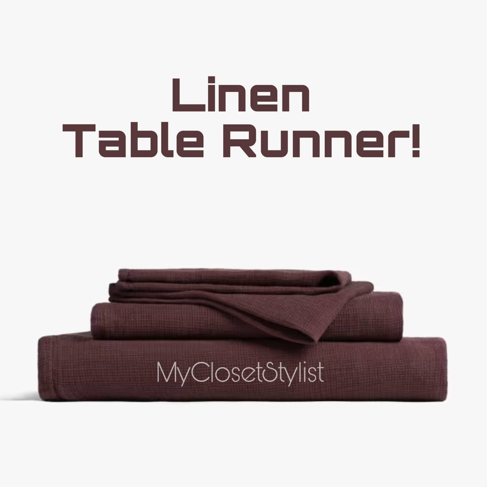 Parachute Luxury LINEN Waffle Table Runner Cabernet NWT! New with Tags OS 16 90"